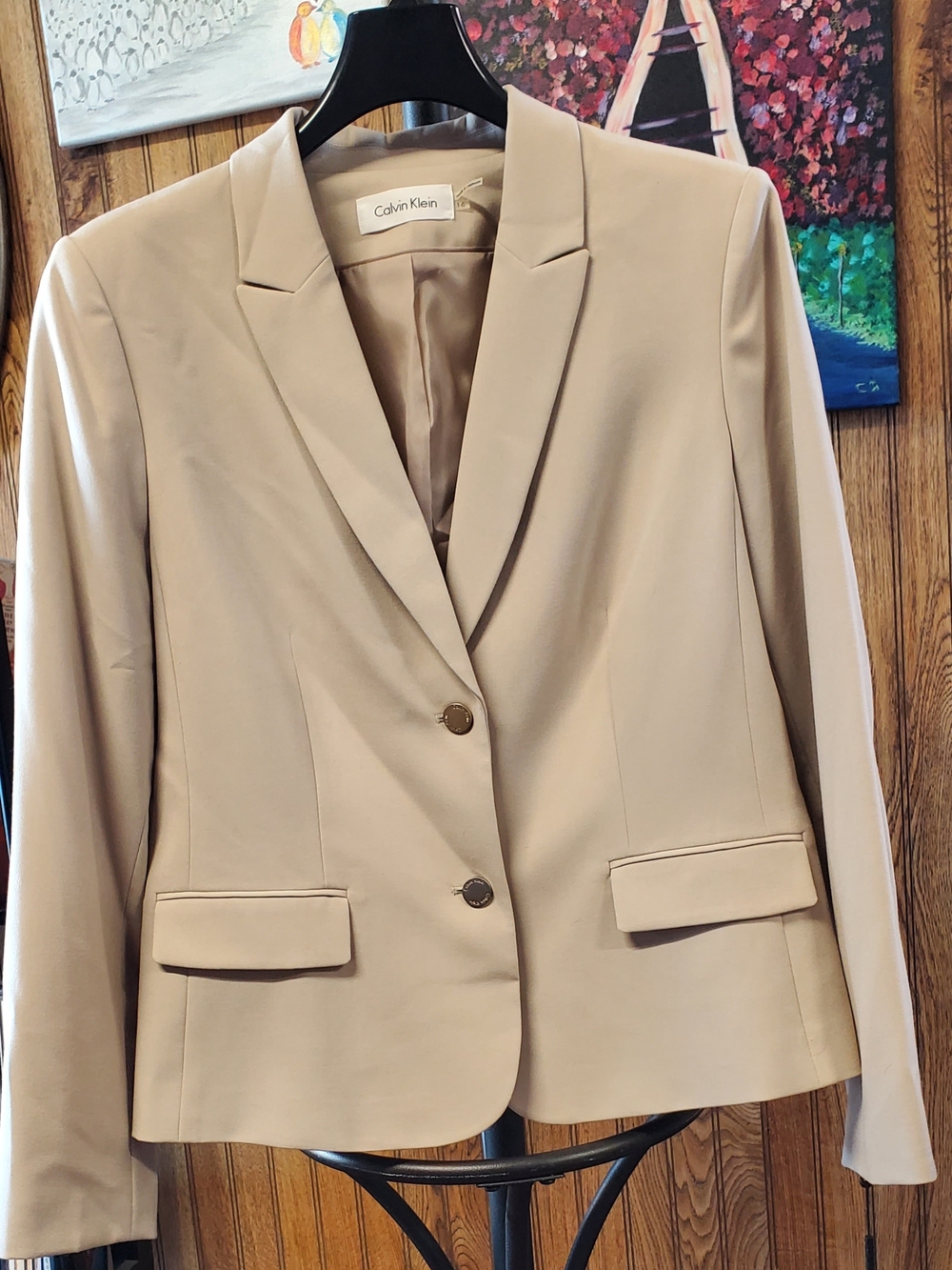 Calvin Klein Women's Light Beige Tailored Blazer